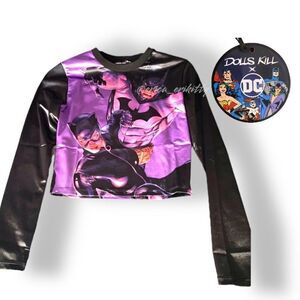 Dolls Kill x DC Comics Batman Catwomen Partners in Crime Long Sleeve Satin Top